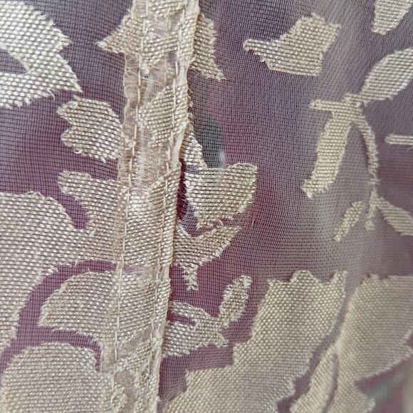 Notations Sheer Tan Floral Mesh Blouse 1X NEEDS REPAIR button down summer cover - Picture 14 of 14